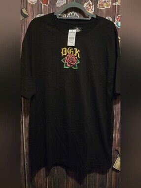 DGK Men's Black Rose Logo T-Shirt